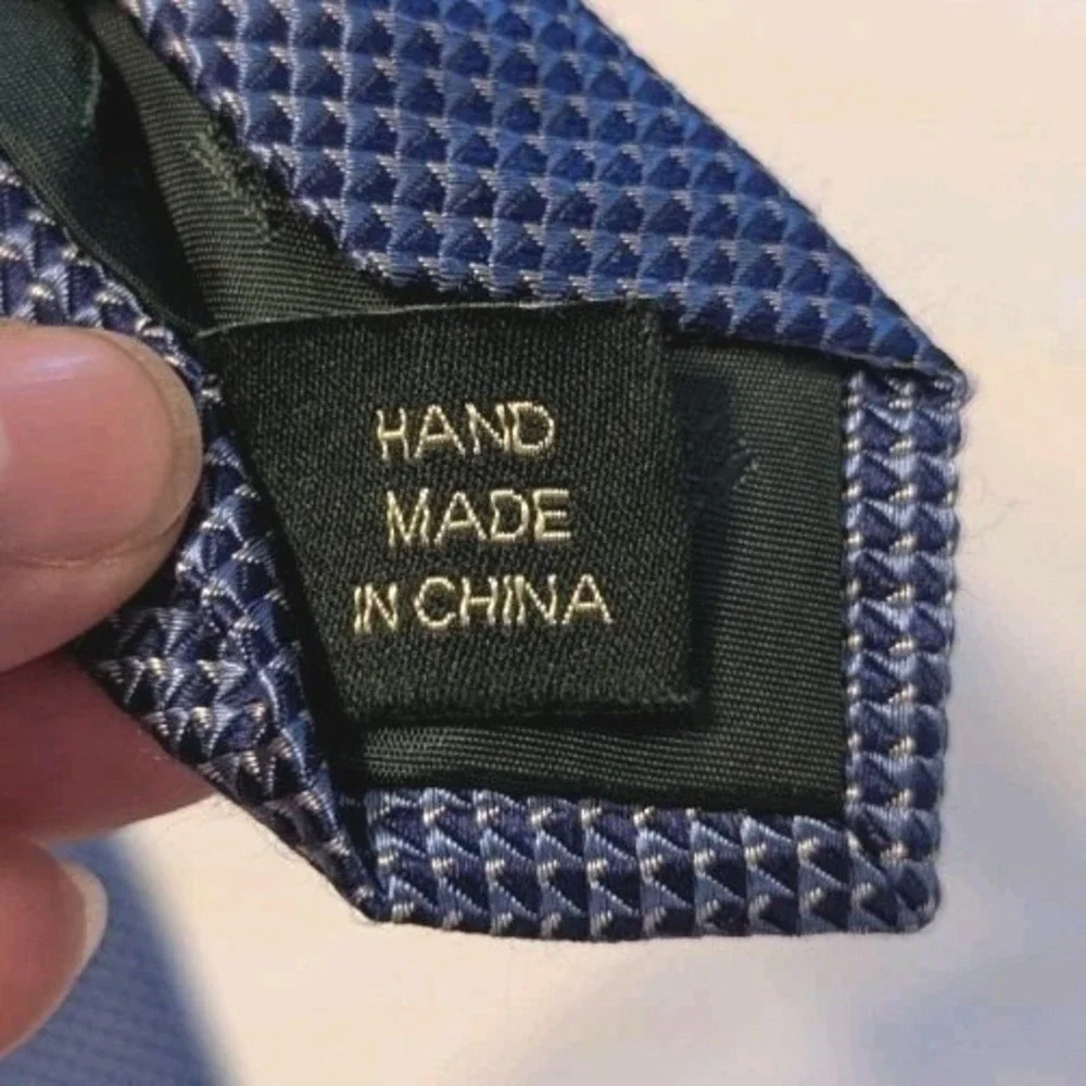 Lauren Ralph Lauren‎ Men's Navy Blue Patterned 100% Silk Tie Geometric Handmade